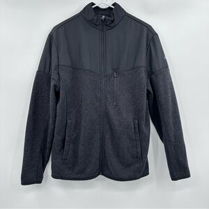 Greg Norman Sweater Men Small Black Full Zip Up Knit Outdoor Pockets Mock Neck